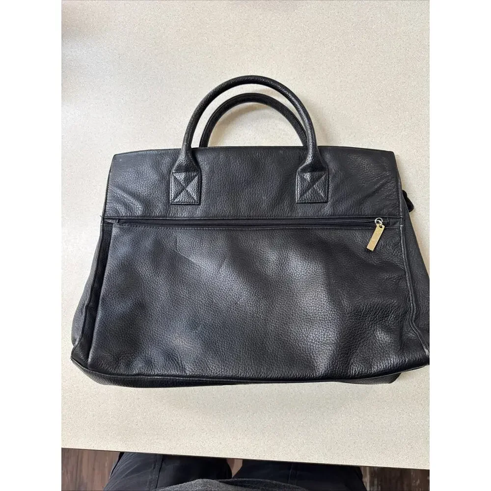 Valerie Stevens Organizer Black Leather Brief Case/Shoulder Bag/Laptop Bag